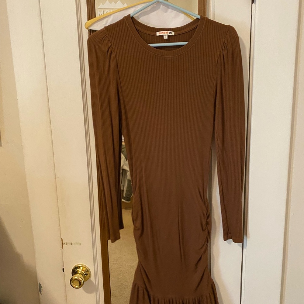 Sundry Chocolate Long Sleeve Dress